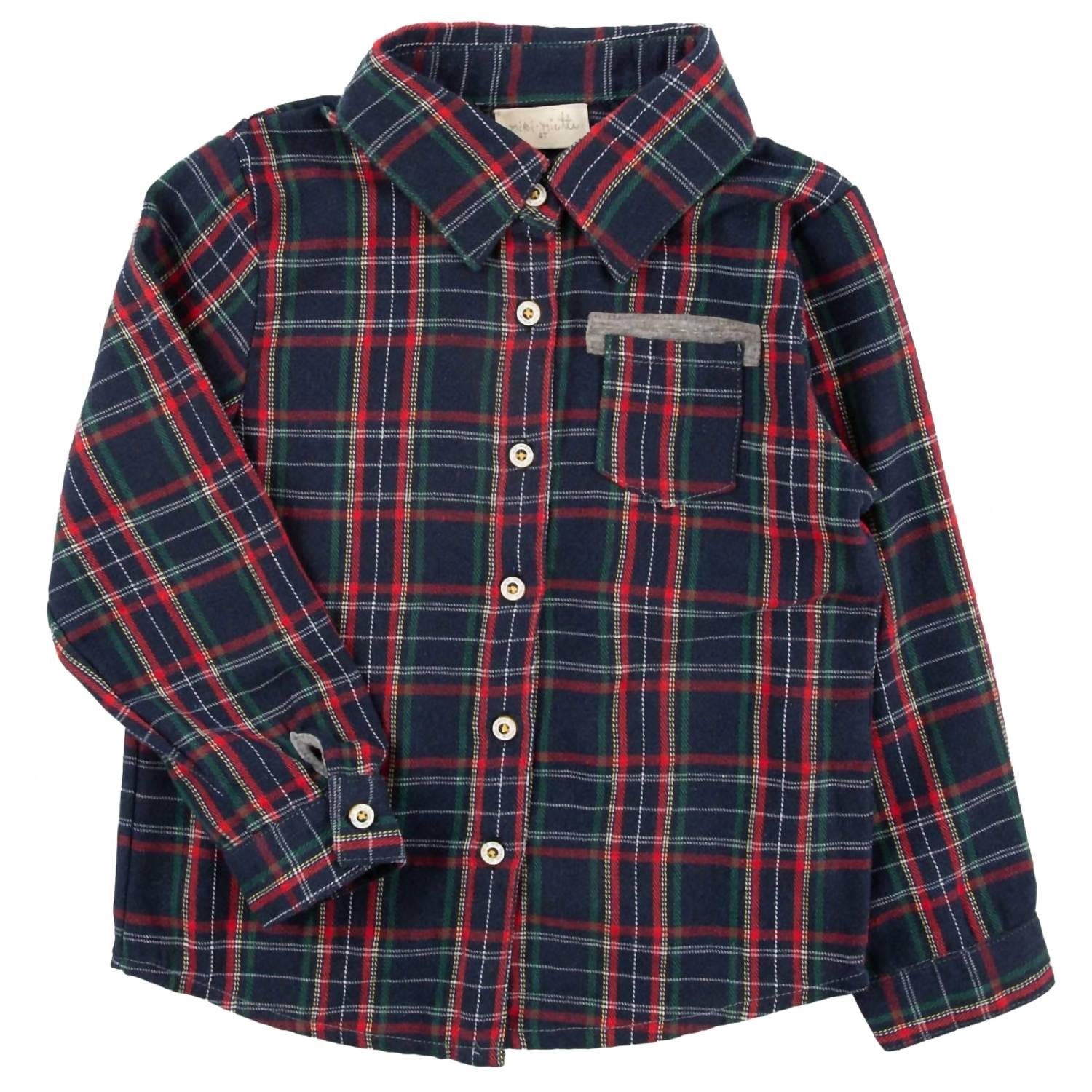 

Детская праздничная клетчатая рубашка Jacob в разноцветном стиле Miki Miette, мультиколор