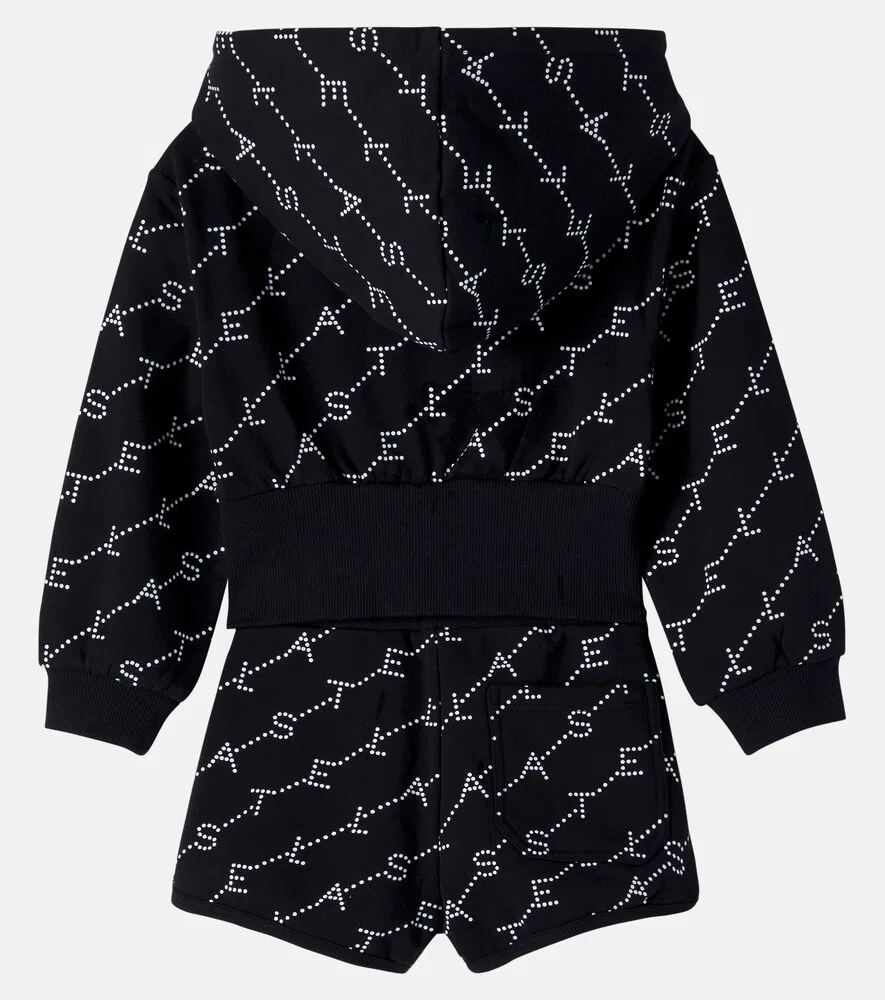 Комплект из хлопковой флиса с логотипом: худи и шорты Stella McCartney Kids, черный — фото 2