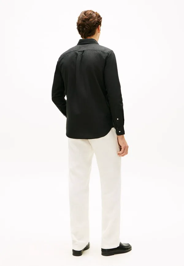 Рубашка-Рубашка прямого кроя из смесовой льняной ткани. Tommy Hilfiger, Black — фото 3