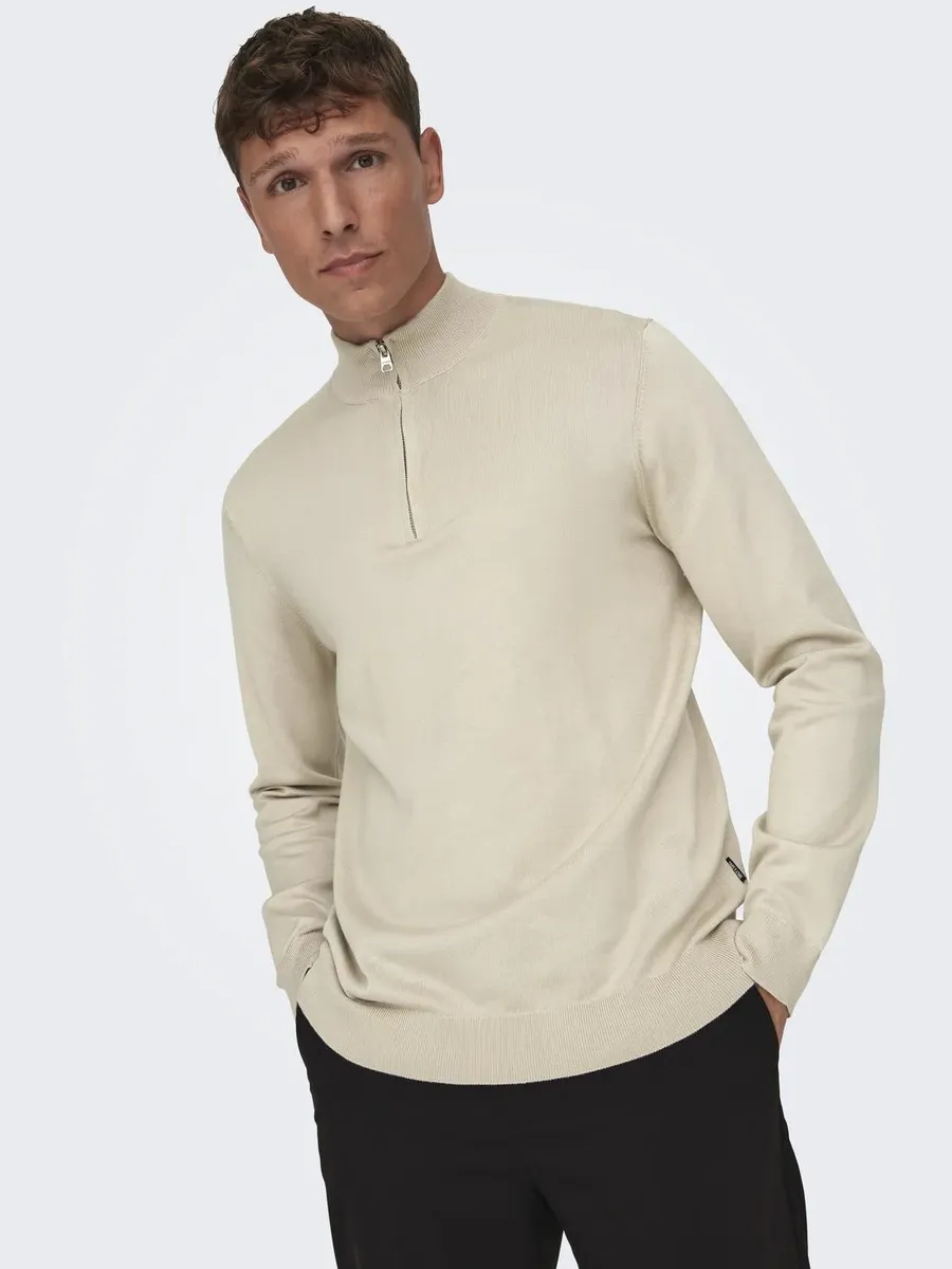 

Вязаный свитер ONLY & SONS "ONSWYLER LIFE REG 14 HALF ZIP KNIT NOOS", цвет Silver Lining