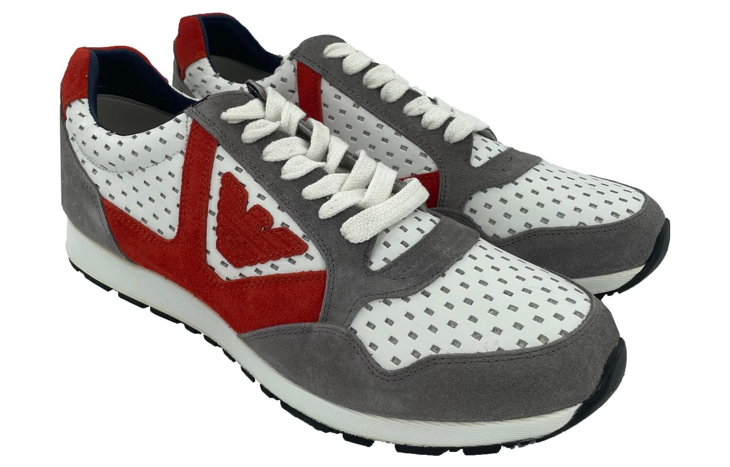 Кроссовки EMPORIO ARMANI Lifestyle Shoes Men Low-top Gray-red-white, белый — фото 2