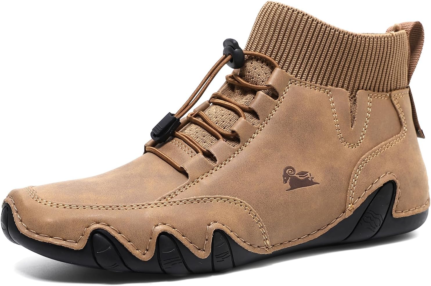 

Мужские водонепроницаемые кожаные легкие ботинки на щиколотку, удобные, с круглым носком, мягкой подошвой, противоскользящие, для вождения и прогулок, высокие чукка-бутсы, без шнурков, легкая спортивная обувь Ghibhna, коричневый