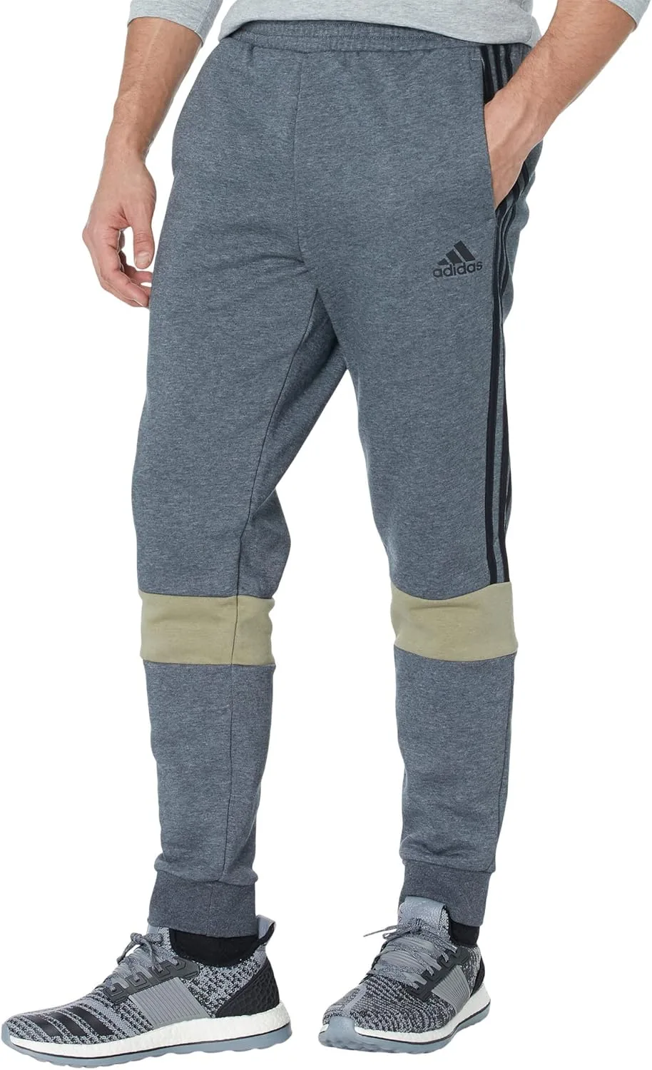 Брюки Adidas Men's Three Stripe Tricot Track, темно-серый/черный — фото 2
