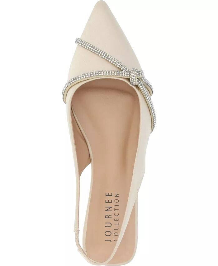 Женские туфли Rebbel Rhinestone Knot Slingback Flats Journee Collection, коричневый/бежевый — фото 4