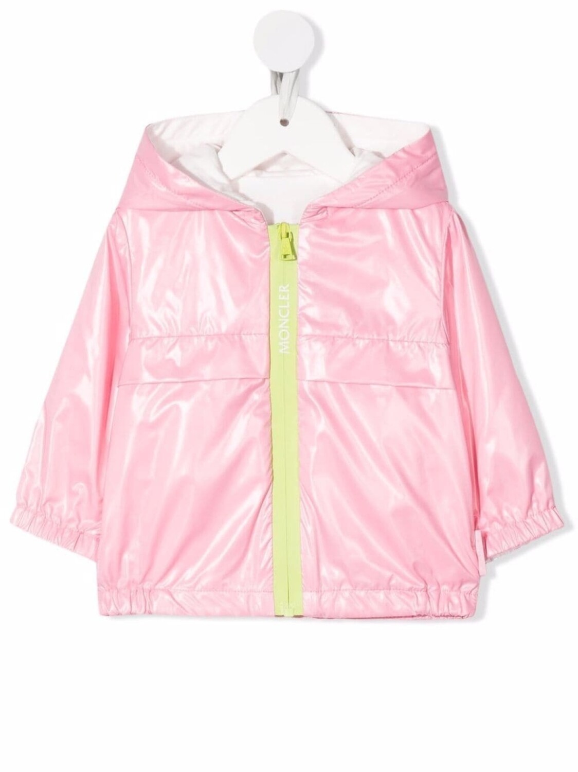

Moncler Enfant куртка на молнии с капюшоном и логотипом, розовый