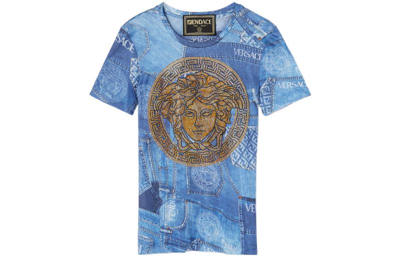 

VERSACE Женская футболка FANSIZHE x FENDI, синяя