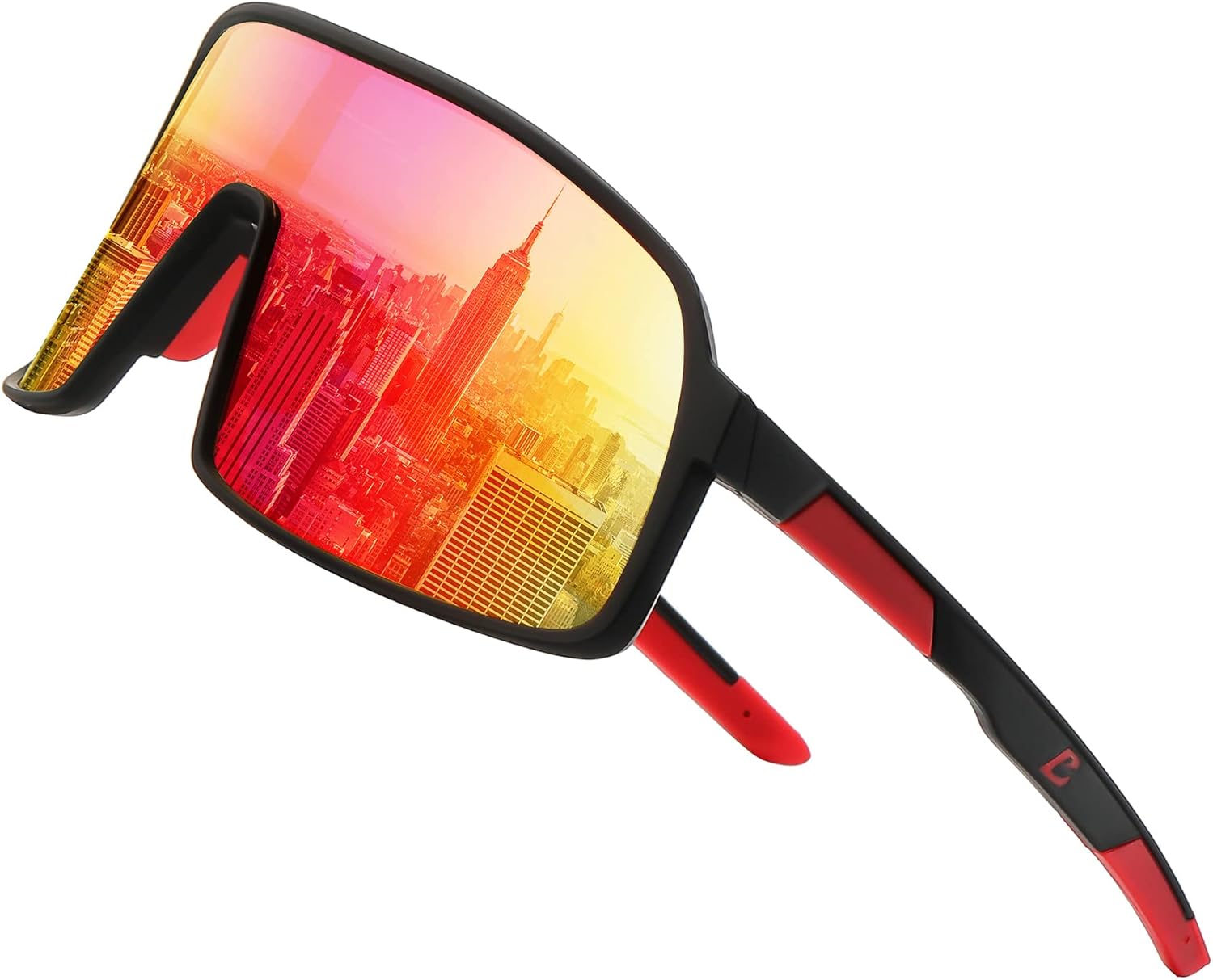 

Спортивные солнцезащитные очки Bevi с поляризованными линзами и оправой TR90 для мужчин и женщин, для активного отдыха, вождения и езды на велосипеде 100 CLASSIC, Red Lens Black Frame - F