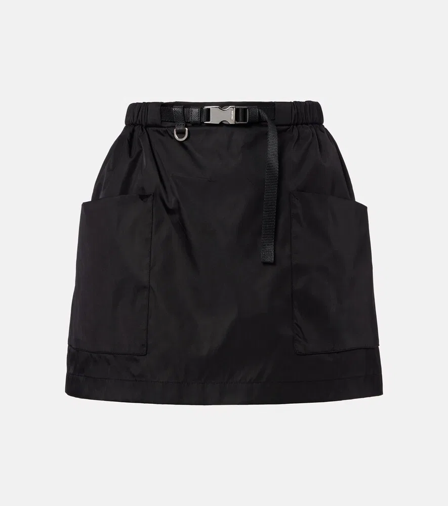 Мини-юбка из нейлона с поясом Re-Nylon Prada, черный