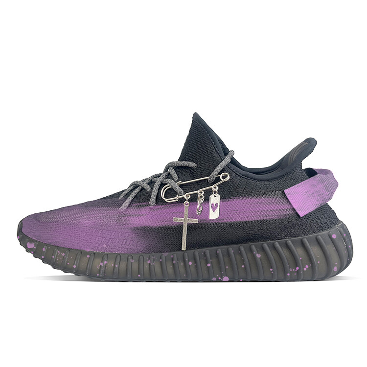 Кроссовки adidas originals Yeezy Boost 350 V2 Lifestyle Shoes Unisex Low-top Black/Purple, фиолетовый — фото 2