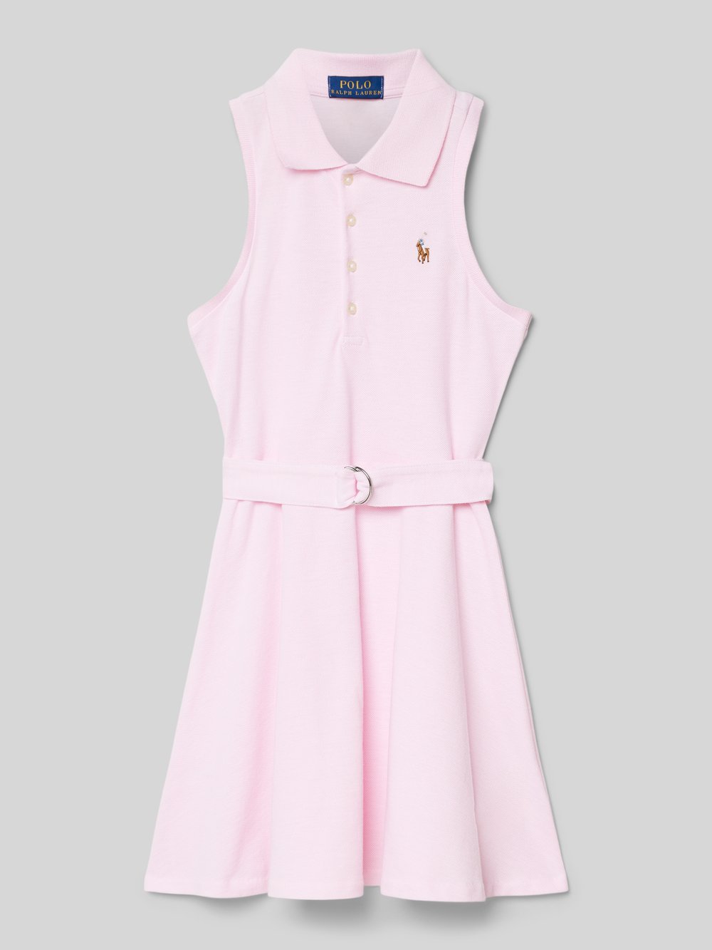 

Платье-поло с поясом на талии Polo Ralph Lauren Teens, розовый