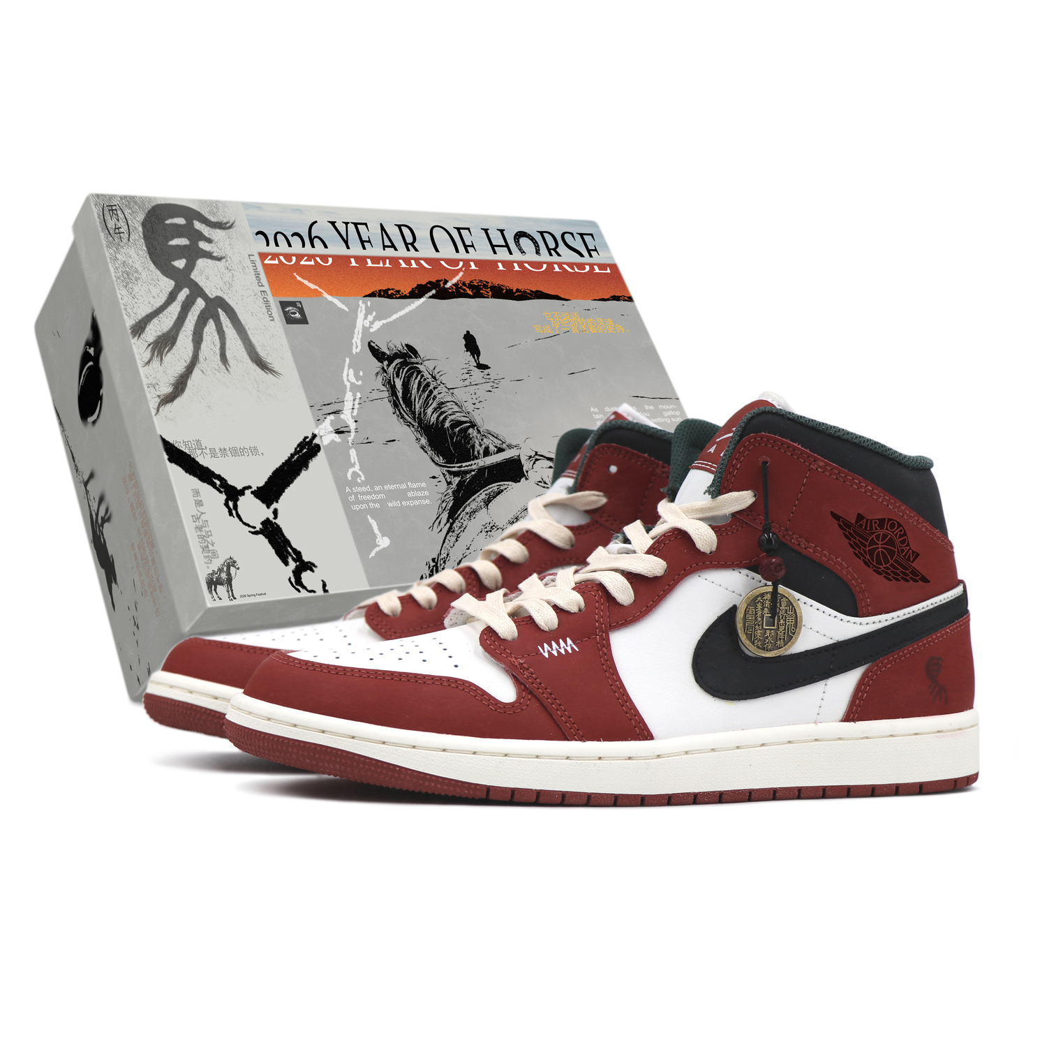 

Jordan Кроссовки баскетбольные Unisex Mid Top Vintage Red Black с амортизацией Air 1