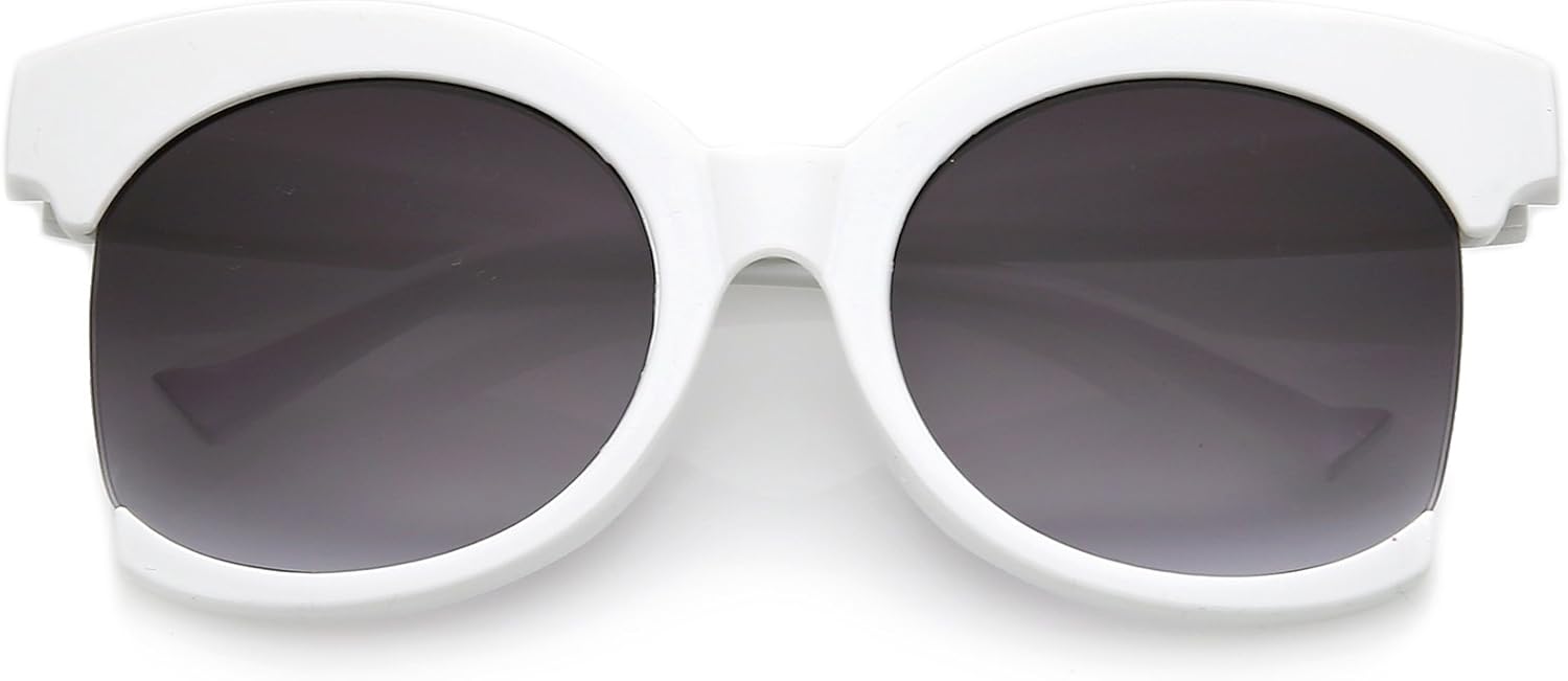 

zeroUV - Женские солнцезащитные очки большого размера в полуободковой оправе, с линзами нейтрального цвета, в форме «кошачьих глаз», диаметр линз 59 мм, White / Lavender