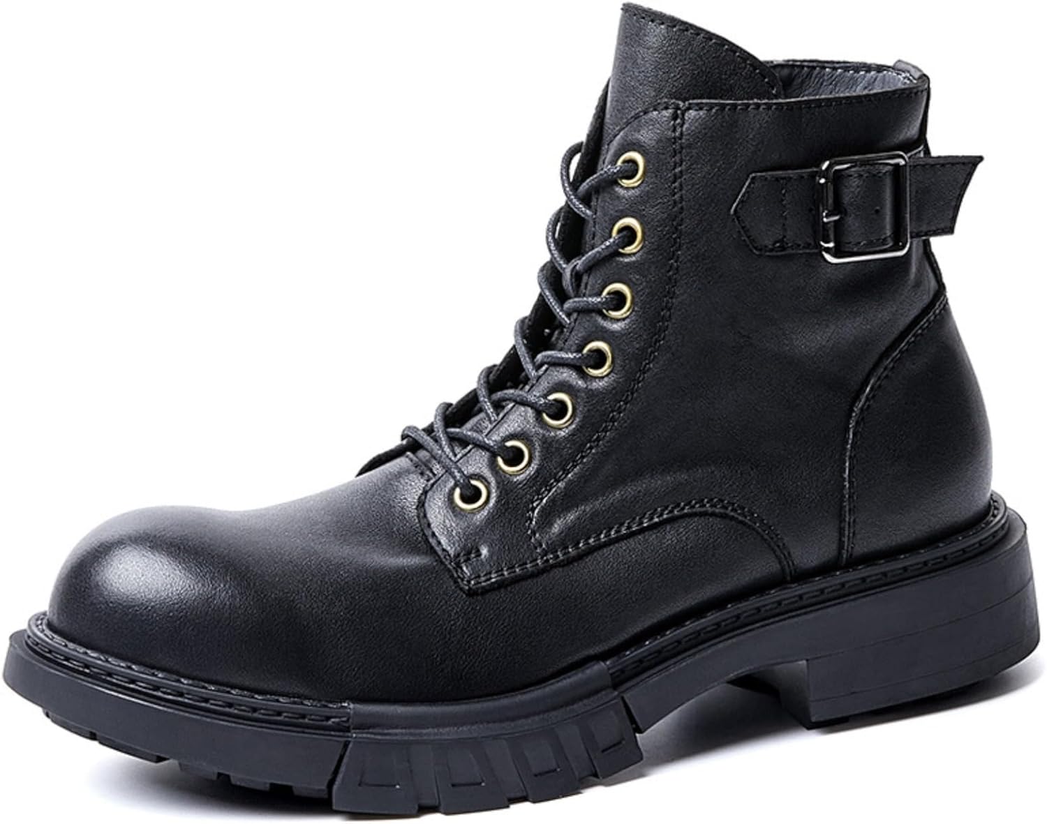 

Мужские ретро ботинки Myallfeet с толстой подошвой, высокой голенью и боковой молнией из коровьей кожи для мотоцикла - стильные и удобные кожаные ботинки британского стиля, сшитые вручную, черный