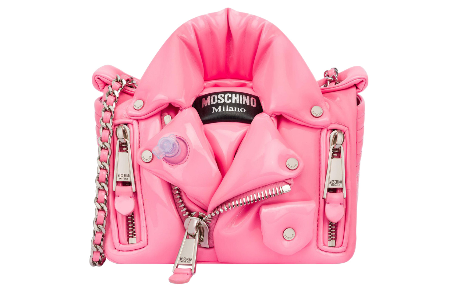 

MOSCHINO Полиуретановый полиэстеровый байкерский рюкзак через плечо женский розовый