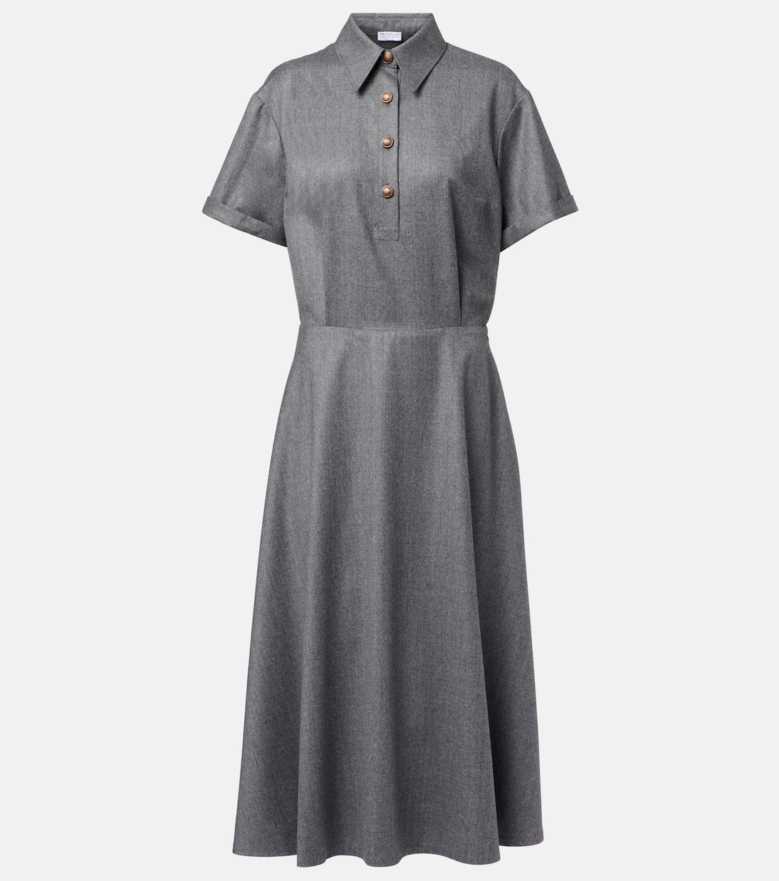 

Платье-рубашка из натуральной шерсти Brunello Cucinelli, Mid Grey