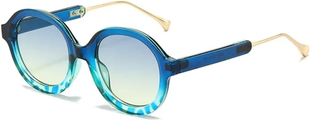 

Солнцезащитные очки с защитой UV400 | Круглые, в стиле панк, с градиентным леопардовым принтом | для женщин и мужчин, для занятий спортом на открытом воздухе и вождения DSVIGF, Blue Leopard