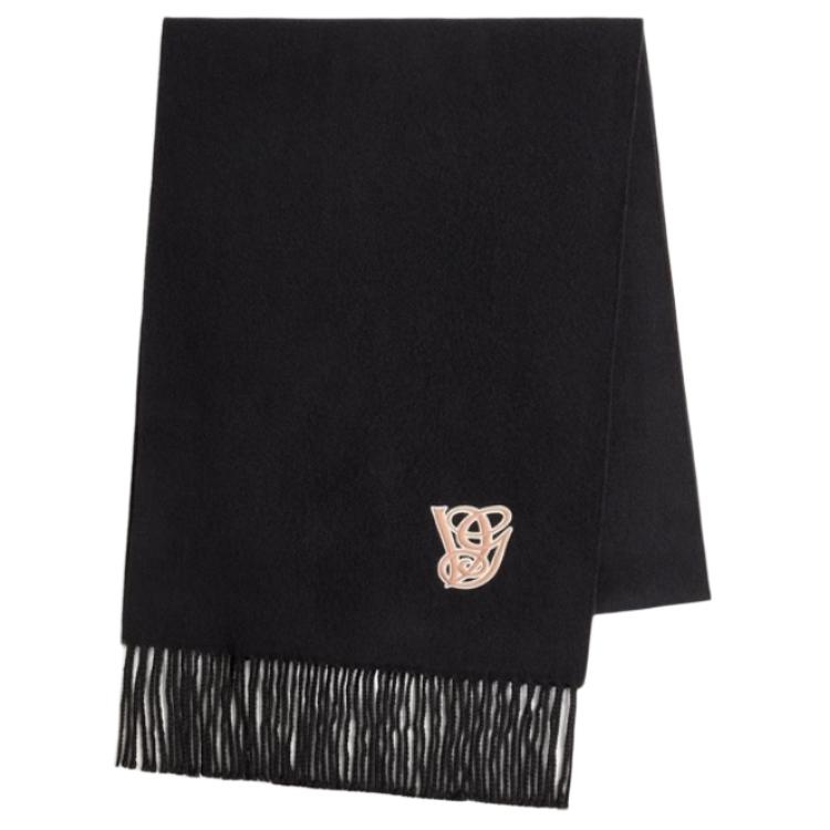 

Valentino Шерстяной вязаный шарф мужской черный, Black