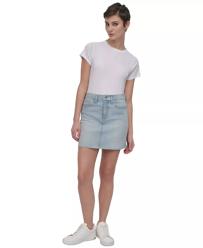 

Женская джинсовая мини-юбка со стразами спереди DKNY Jeans, синий