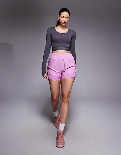 Розовые шорты 2 в 1 с завышенной талией Nike One Training Dri-FIT (3 дюйма) — фото 3