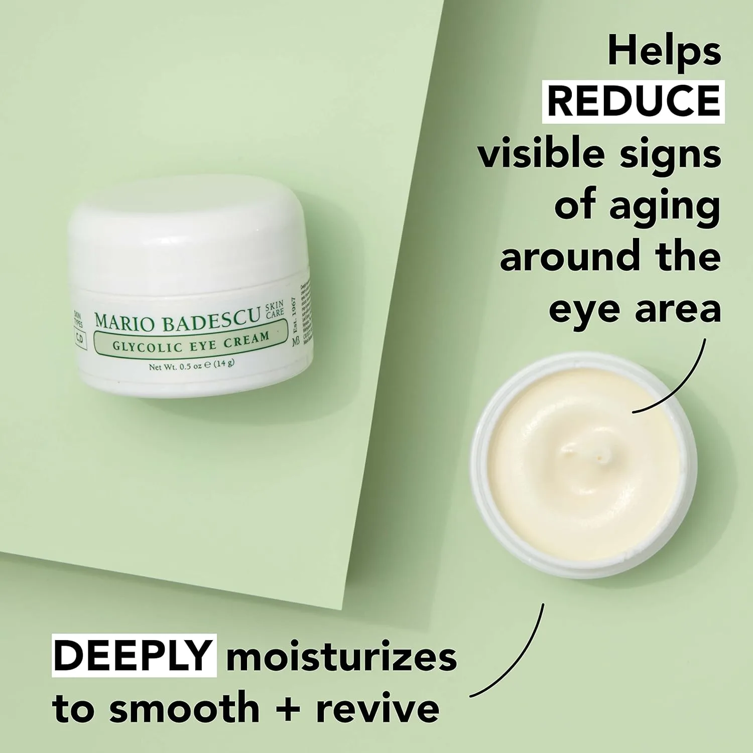Крем для глаз Mario Badescu от темных кругов и отеков с гиалуроновой кислотой, кофеином или гликолевой кислотой, увлажняющий, укрепляющий и антивозрастной ночной уход, Olive — фото 3
