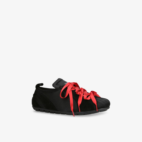Ботинки Simone Rocha текстильные с декоративными лентами, черно-красный — фото 3
