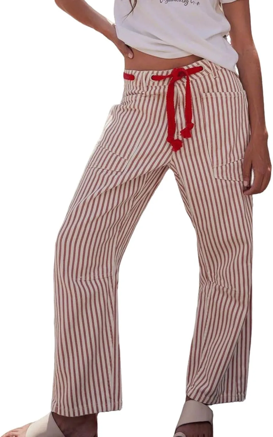 

Женские джинсы Mid Rise с завязками и карманами-карго utcoco