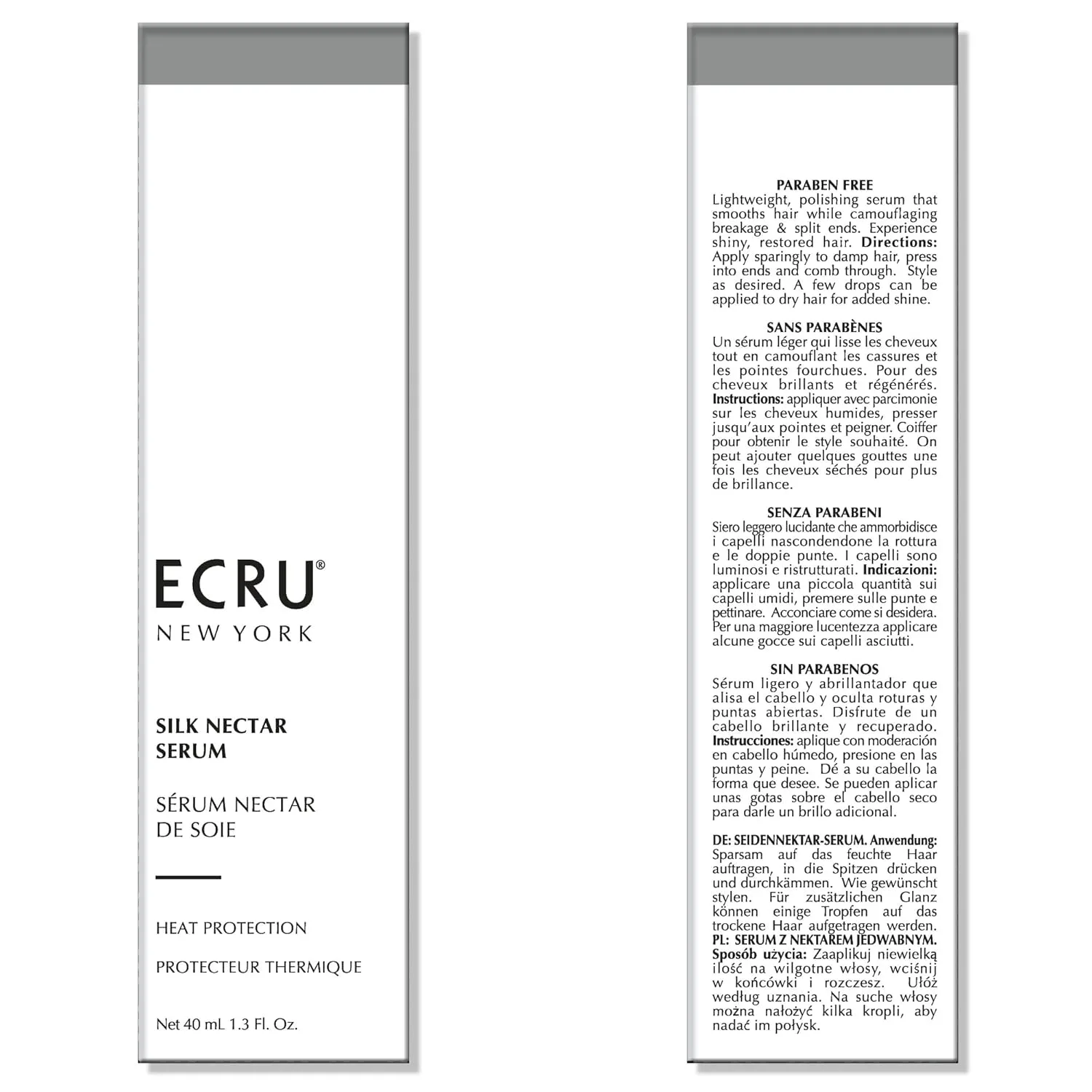 Ecru New York Silk Nectar сыворотка для защиты от термовоздействия, легкая сияющая сыворотка для волос, защита от нагрева и контроля пушистости, TSA Friendly, 38 мл — фото 2