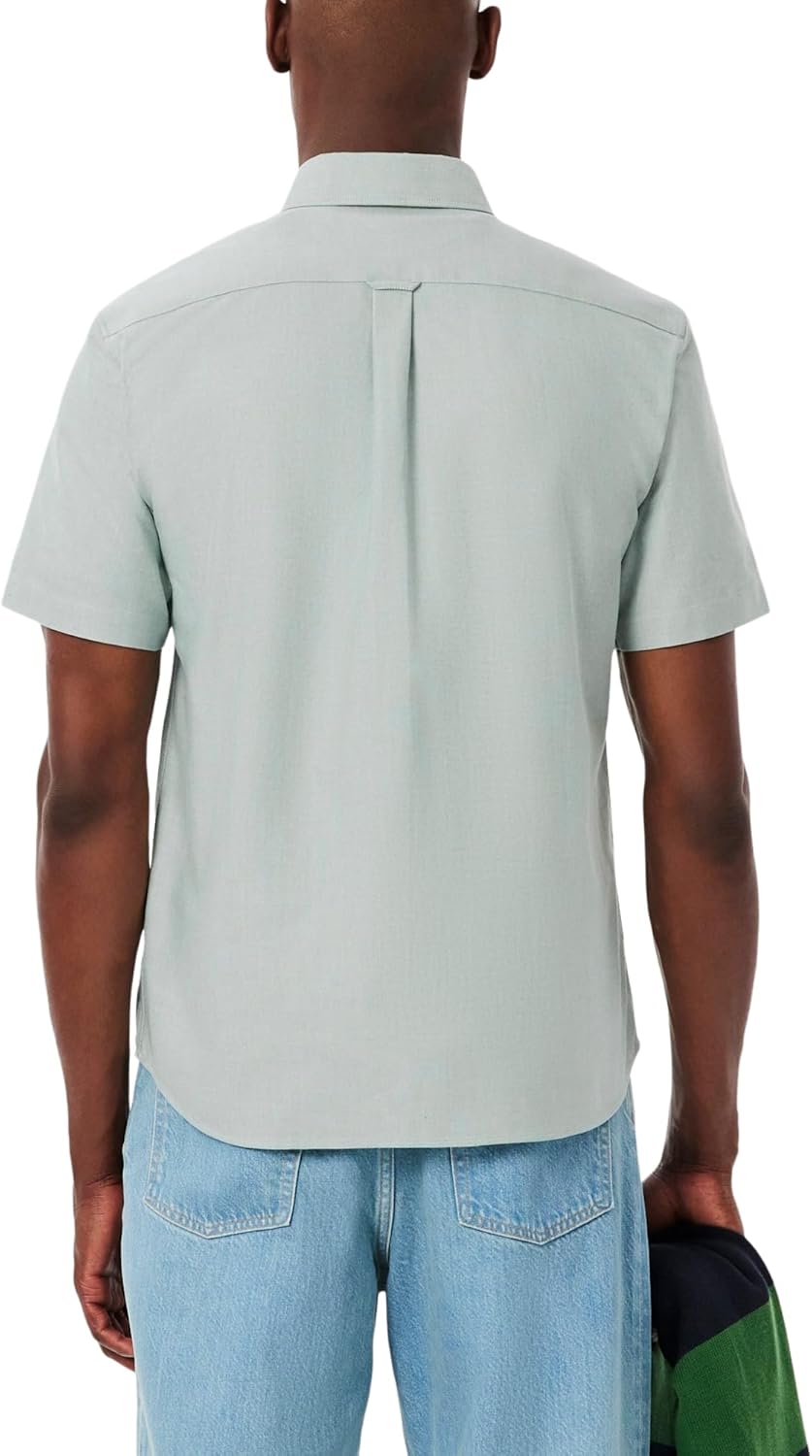 Lacoste мужская рубашка Regular Fit с коротким рукавом Oxford, White/Green — фото 3