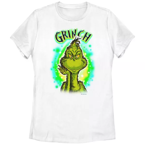 

Футболка с аэрографическим принтом Dr Seuss для подростков Grinch, белый