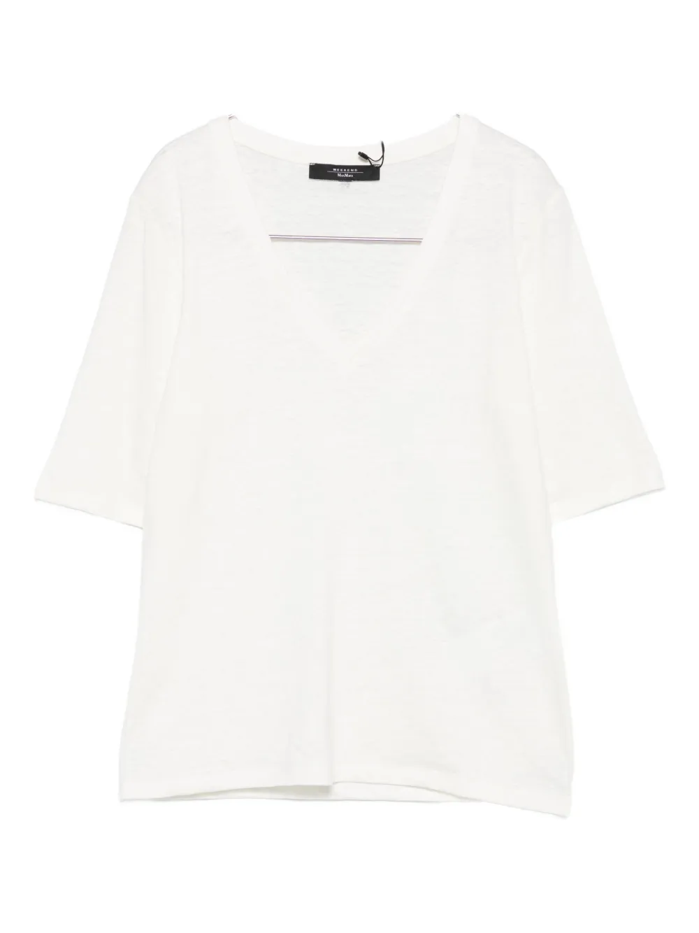 

Топ с V-образным вырезом и короткими рукавами Weekend Max Mara, белый