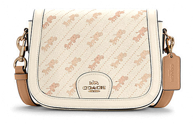 

Кожаная седельная сумка через плечо и кросс-боди Trumpets женская бежевая COACH