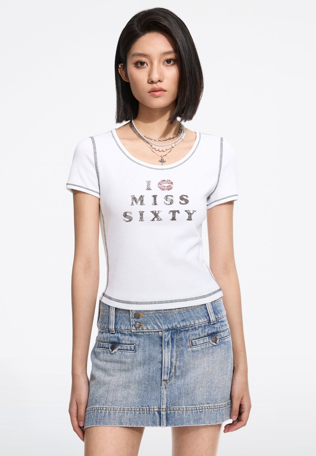 

Футболка с принтом Miss Sixty, белый