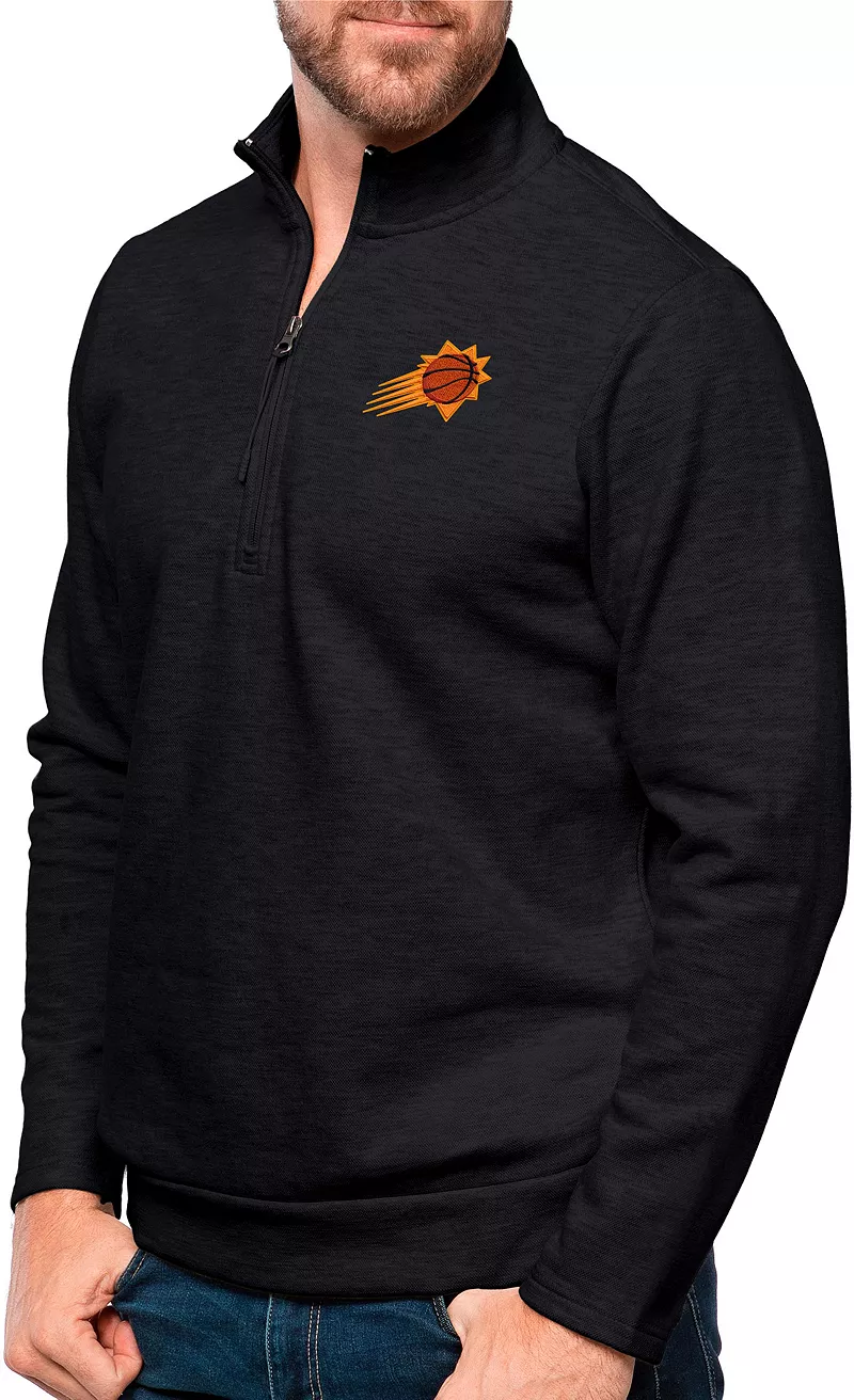

Мужская флисовая футболка Antigua Phoenix Suns Black Heather Gambit с молнией ¼