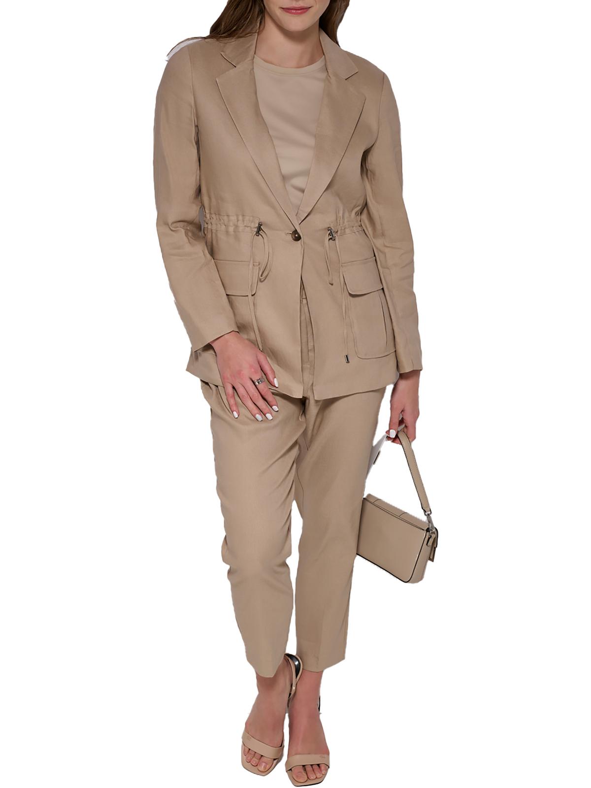 

Женские укороченные брюки из льняной смеси длиной до щиколотки Calvin Klein, цвет mushroom