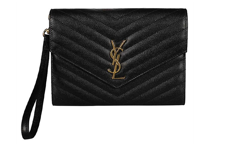 

SAINT LAURENT Кожаный клатч женский черный