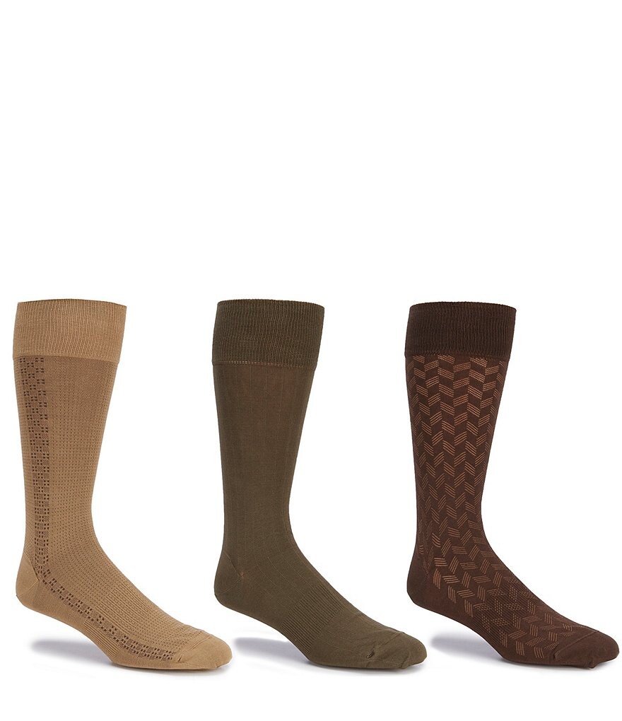 

Носки для экипажа с разноцветными узорами и однотонными носками Gold Label Roundtree & Yorke, 3 шт., коричневый