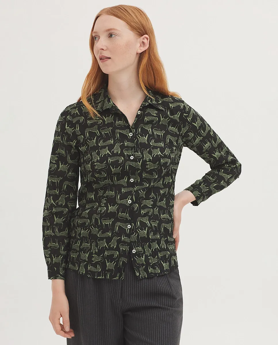 

Женская рубашка 100% хлопок с принтом животных Nice Things, черный