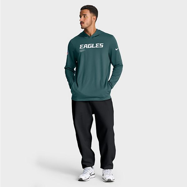 Мужская толстовка с длинным рукавом philadelphia eagles big & tall sideline performance цвета midnight green Nike — фото 4