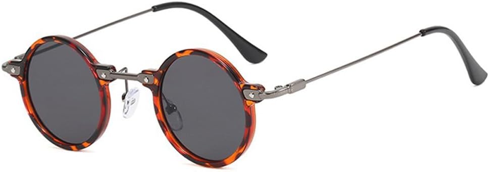 

Маленькие круглые солнцезащитные очки для мужчин и женщин, винтажные панк-очки в круглой оправе с металлическим каркасом в стиле хиппи, линзы UV400 Sunniluku, Leopard Grey