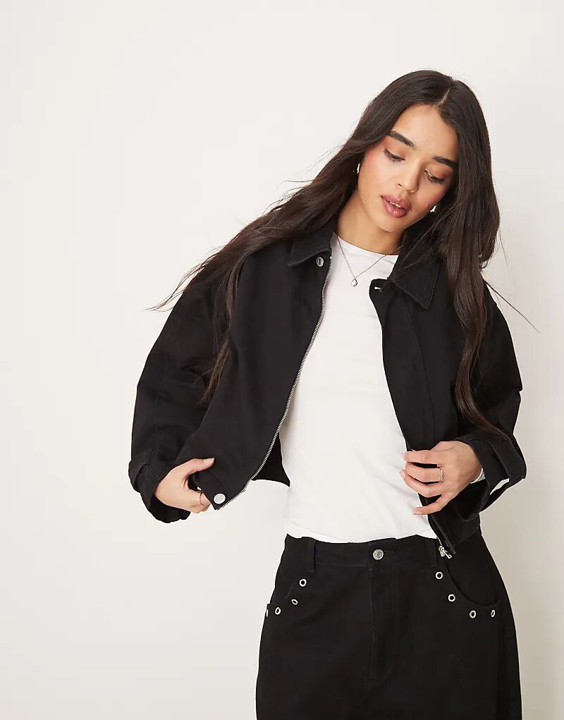 

Джинсовая куртка с регулируемой талией, цвет черный ASOS DESIGN