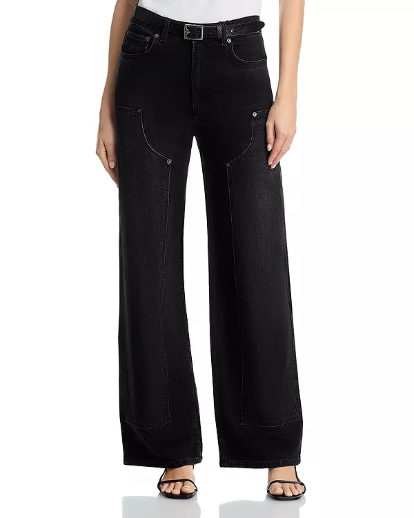 

Джинсы Getty с высокой посадкой и широкими штанинами в цвете оникс Rails, черный