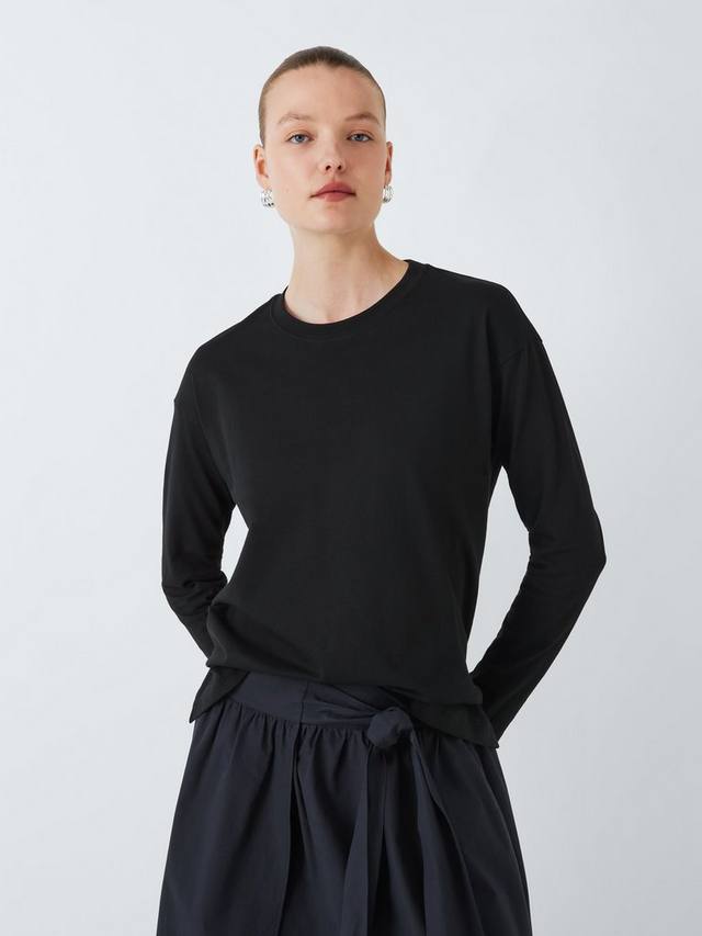 

Оверсайз топ с длинными рукавами из органического хлопка John Lewis, Black