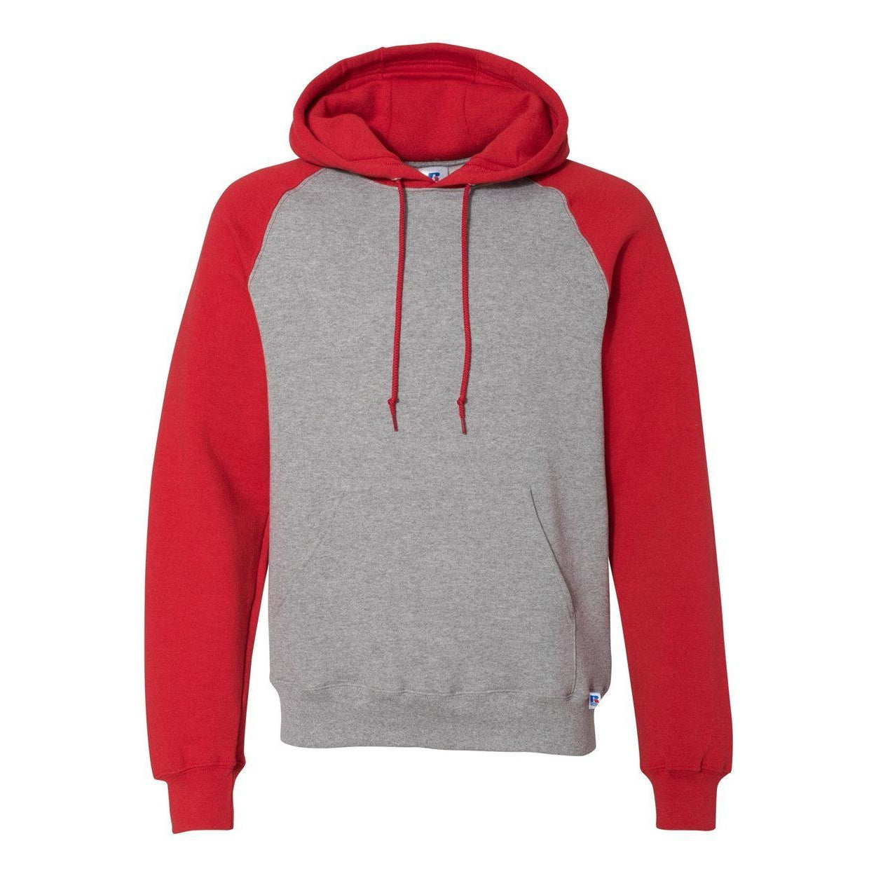 

Толстовка с капюшоном Russell Athletic Dri Power Colorblock реглан, цвет Oxford/ True Red