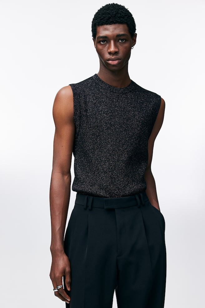 

Блестящий жилет свитер приталенного кроя H&M, черный