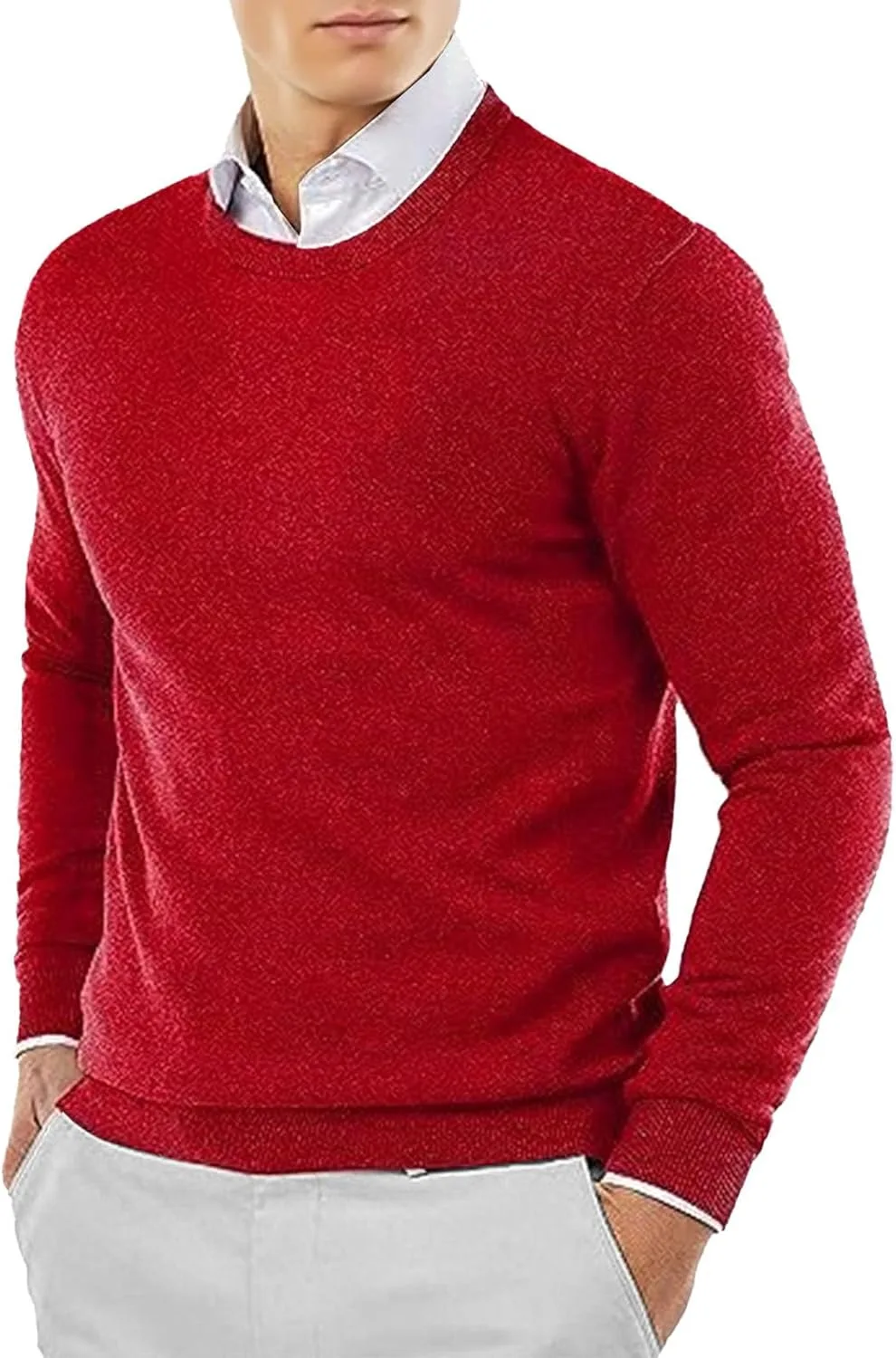 Мужской свитер с круглым вырезом Slim Fit Wool Blend