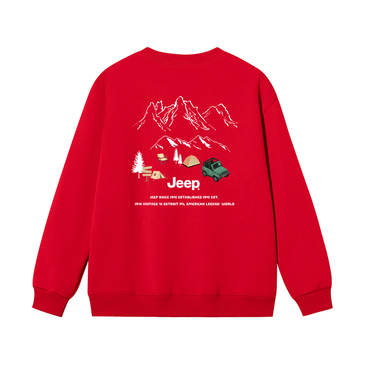 

Детская толстовка с круглым вырезом утолщенная Jeep, new year красный fleece-lined