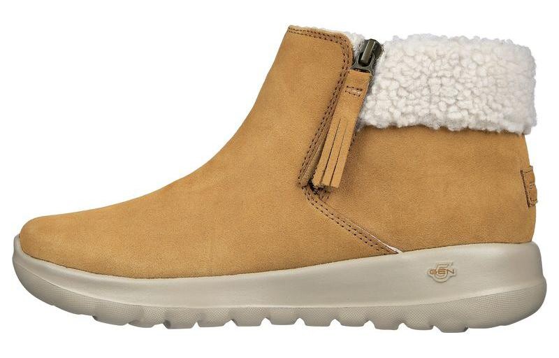Женские ботинки Skechers низкие с мехом, песочный