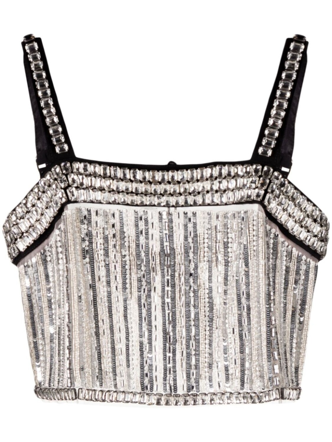 

Elisabetta Franchi укороченный топ с кристаллами, серебристый