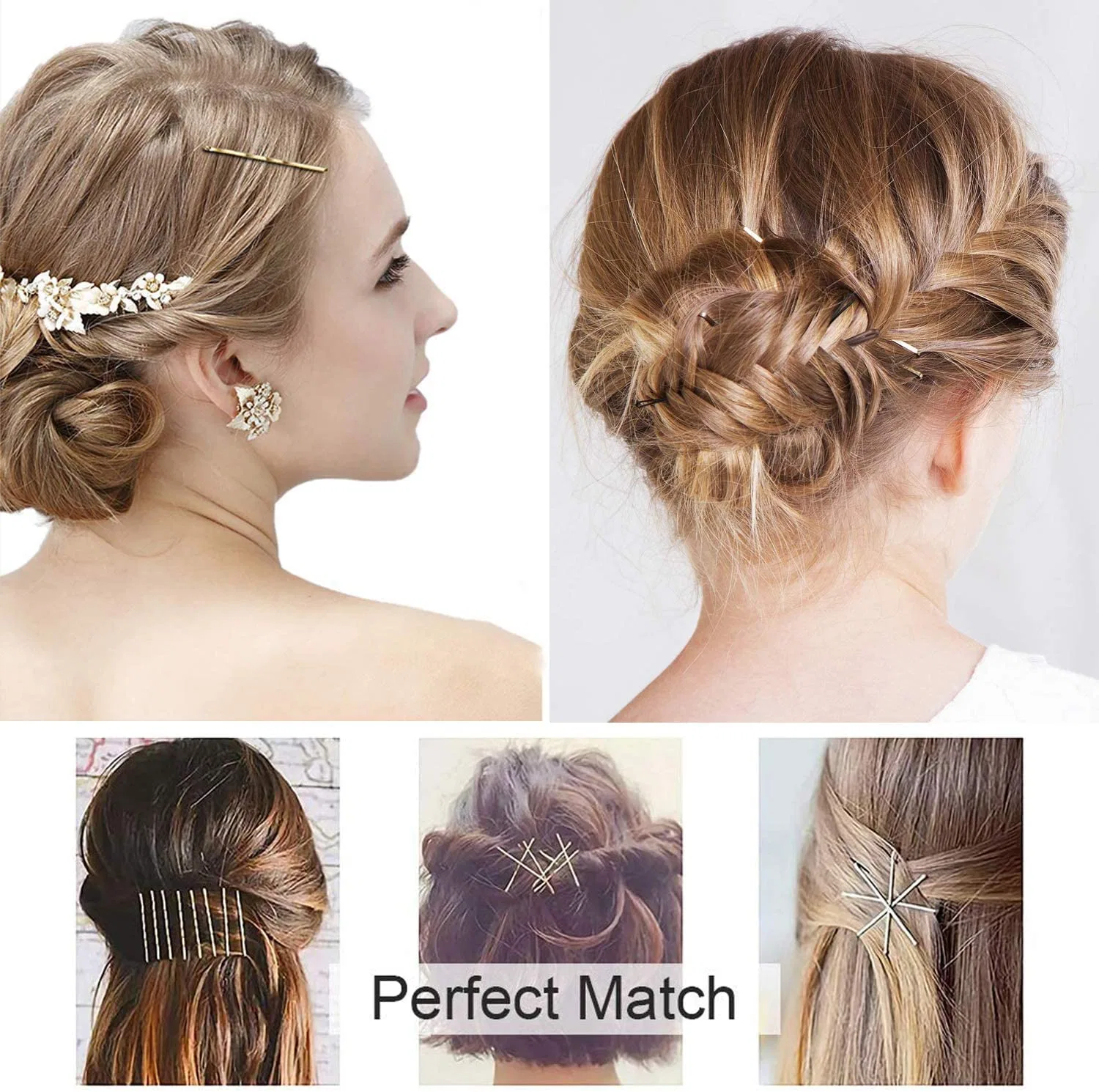 Металлические шпильки для волос, 50 шт., коричневые Generic, Straight-Brown — фото 3