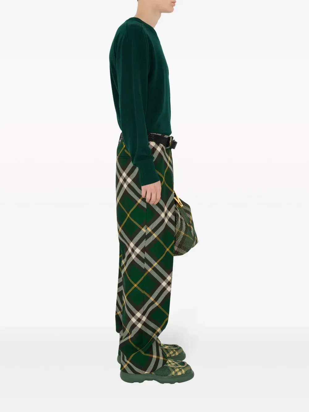 Джемпер Burberry Шерстяной с контрастной строчкой, зеленый — фото 3